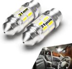 DC12V-24V White 31mm DE3175 LED Festoon Bulbs 1.2in, 200lm Super Bright Dome Light Bulbs, Led Interior Car License Plate Dome Map Door Trunk Lights Replace for 3175 DE3021 3022 3021, Pack of 2