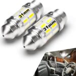 DC12V-24V White 31mm DE3175 LED Festoon Bulbs 1.2in, 200lm Super Bright Dome Light Bulbs, Led Interior Car License Plate Dome Map Door Trunk Lights Replace for 3175 DE3021 3022 3021, Pack of 2