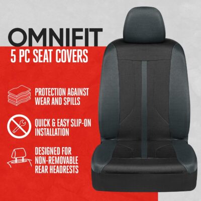 Motor Trend Black & Gray Car Seat Covers Full Set – Front Seat Covers & Rear Bench Seat Cover – Airbag Compatible, 60/40 Split Bench for Smaller Trucks, Cars & SUVs – Automotive Interior Accessories - Image 2