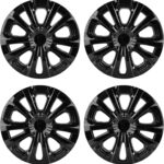 15-inch Hubcaps Wheel Covers Fit for 2016-2022 Toyota Prius & 2017-2022 Prius Prime & 2020-2024 Corolla Hybrid Wheel Rim Covers, Snap On Installation; Set of 4 Pcs (Glossy Black)