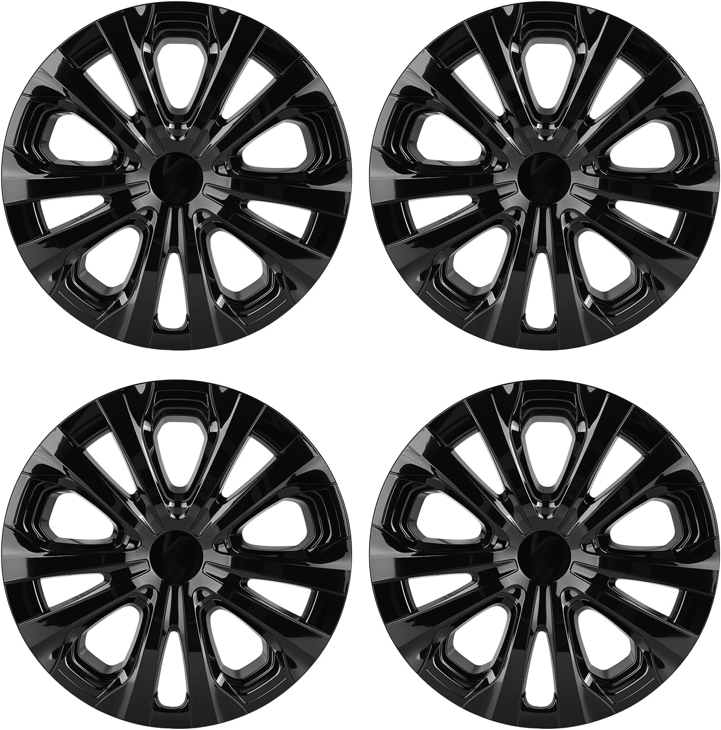 819flzLgr0L._AC_SL1500_.jpg 15-inch Hubcaps Wheel Covers Fit for 2016-2022 Toyota Prius & 2017-2022 Prius Prime & 2020-2024 Corolla Hybrid Wheel Rim Covers, Snap On Installation; Set of 4 Pcs (Glossy Black) - Image 1