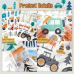 Construction Wall Stickers - 6 Sheets 90 Pcs Construction Themed Trucks Excavator Crane Wall Decals Peel and Stick Wall Decors for Kids Baby Bedroom Boys Room Nursery Playroom - Image 5