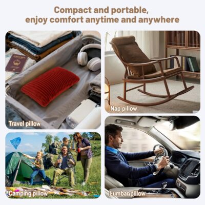 vocheer Small Pillow 11" x 7", Mini Travel Pillows for Sleeping, Tiny Pillow for Neck, Wrist, Lumbar, Knee, Pets, Multifunctional Machine Washable Pillows for Bed, Office, Travel, Camping, 1pc-Red - Image 6