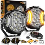Auxbeam 5In V-Ultra Series 172W LED Light Pods, Offroad Round Driving Light with Amber DRL, 270° Wide Range Super Bright Side Shooter White Hyper Spot Beam Universal Lights with Black Cover-2PCS