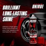 TEAM UNIQUE Tire Shine Gloss – 18.6 Fl Oz (550mL) | High-Gloss Formula for Ultimate Tire Shine | Protects Against Cracking and Fading | Non-Greasy, Low-Sling Spray for Easy Application - Image 2