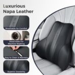 Coverado Lumbar Support Pillow for Car, Ergonomic Memory Foam Back Pillow for Office Chair, New Back Cushion for Pain Relief, PU Leather Car Lumbar Support for Driving Seat - BK - Image 5