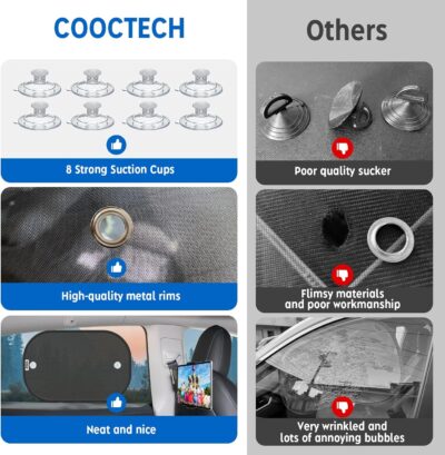 Car Shades for Side Windows 19"x12"(4 Pack),Sun Shade for Car Window with 8 Suction Cups,Window Shades Can Blocks 99.98% UVR,Window Shade for Baby,Glare Shield Protection - Image 5