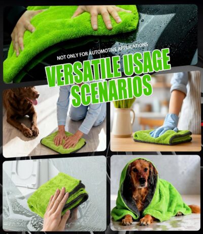 2-Pack Car Drying Towels 24x36 Inch 1300GSM, Twisted Loop Microfiber Cloth for Auto Detailing - Super Absorbent, Lint-Free & Streak-Free for SUV, Truck & Window (Gray-Green) - Image 7