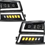 Z-OFFROAD LED Headlights Assembly DOT Approved with DRL Turn Signal Hi/Low Sealed Beam Compatible with 03-06 Chevy Silverado Avalanche (Sequential Turn Signal + Clear Side Marker)