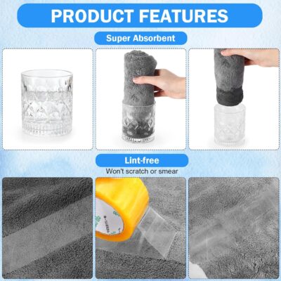 Tallew 15 Pcs 15 Pcs Car Microfiber Towels Buffing Drying Wash Cleaning Cloths Plush Large Towels Thick Care Polishing Detailing Waxing Scratch Proof Towel, 15.75 x 15.75 Inch (Dark Gray) - Image 2