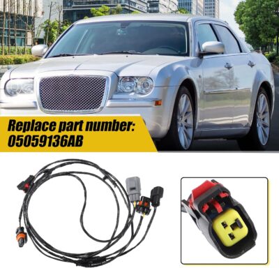 X AUTOHAUX 1 Set Front Fog Light Lamp Wiring Harness for Chrysler 300 2005 2006 2007 2009 2010 No.5059136AB Fog Light Adapter Harness - Image 2