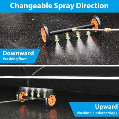 2-in-1 Undercarriage Pressure Washer Water Broom with Replaceable Nozzle, 16 Inch Car Pressure Washer with Foam Washer/Mitten, Surface Cleaner 1200-4000 PSI (with Bottle& Replaceable Nozzle) - Image 4