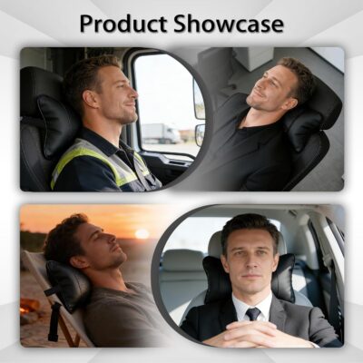 2 Pack Car Neck Pillow Soft Breathable Headrest Pillows for Driving Support, Universal Fit for Most Car Seats Decor Accessories（Black） - Image 4