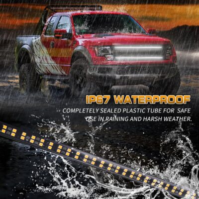 XRIDONSEN 2PCS 30 inch White Grill Strobe Lights Strip 360 LED Truck Grille Lights Exterior Front/Rear Emergency Flashing Warning Hazard Safety Caution Lights for Tow Plow Trucks Construction Vehicles - Image 3