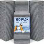 GREEN LIFESTYLE Chamois Cloth, Microfiber Cleaning Cloth 150 Pack, Borderless Towels Cleaning, Car Microfiber Towel, Drying Car Wash Towels (11.5" x 11.5", Grey)