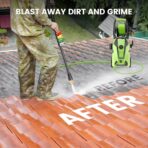 Electric Pressure Washer Adjustable 5000PSI 4.0 GPM High Power Washers with 33ft Hose Reel, 4 Nozzle and Foam Cannon, Power Washers Machine for Home, Cars, Patio (Green) - Image 4