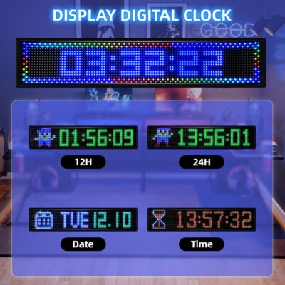 36.2"x7.6" Large Bright LED Sign, Programmable LED Scrolling Sign, Custom Flexible LED Store Sign with App Control DIY Text Pattern Animation, LED Digital Sign for Store Window Advertising Hotel - Image 4