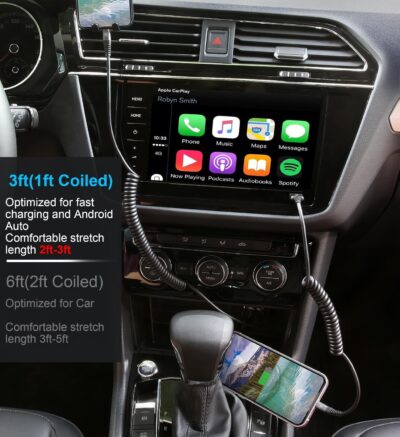 Coiled Lightning Cable, iPhone Charger Cable 3FT for Car, 2 Pack [Apple MFi Certified] 3 Feet Lightning Cord Compatible with iPhone14/13/12/11 Pro Max/XS MAX/XR/XS/X/8/7/Plus/6S iPad/iPod- Black - Image 3