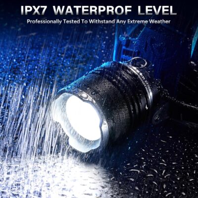 AKNEAR LED Rechargeable Headlamp 99000 High Lumens, 95 Hours Endurance Head Lamp with Zoomable & 12 Modes & IPX7 Waterproof & 125° Adjustable, Super Bright Head Light for Outdoor, Camping, Hard Hat - Image 7