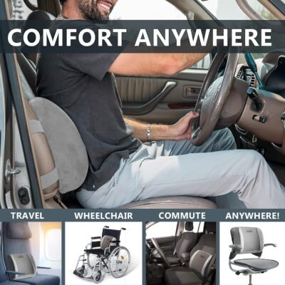 ComfiLife Lumbar Support Back Pillow Office Chair and Car Seat Cushion - Memory Foam with Adjustable Strap and Breathable 3D Mesh (Gray) - Image 6