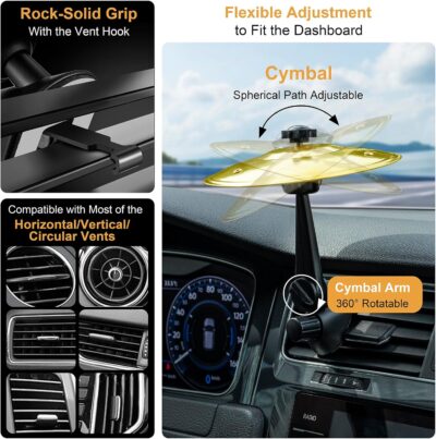 Mini Car Drum Cymbal For Car Air Vent (Gold) – Crash Cymbal Dashboard Ornament Accessory for Musicians, Drummers, Music Lovers – Funny Auto Interior Gift for Men Women Teens - Image 8