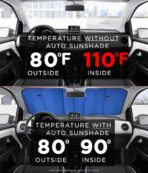 Big Hippo Windshield Sun Shade,Car Sun Shade Side Window as Bonus,Car Sunshade Windshield,Reflect Sunlight Heat and UV Rays, Protect Interior,Keep Vehicle Cool,Silver/Blue(55.16X 27.5inches) - Image 2