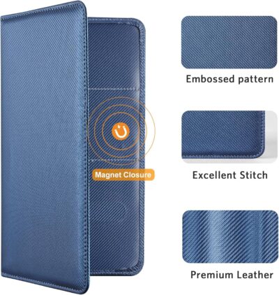 CoBak Car Registration and Insurance Holder - Vehicle Glove Box Car Organizer,Auto Truck Comparment Accessories Case with Magnetic Closure for Driver License,Cards, Carbon Blue - Image 4