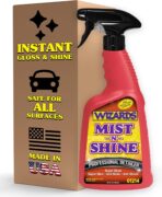 Wizards Mist-N-Shine Detail Spray - 22 Oz - Multi-Purpose High Gloss Finish Waterless Quick Detailer Spray for Glass, Chrome, Paint and Plastics - Car Exterior Cleaner for Auto Detailing Supplies