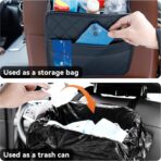 Car Seat Back Hanging Bag, PU Leather Automotive Seat Back Organizer, Multipurpose Vehicle Travel Essentials Accessories for Kids & Adults, Universal for Most Cars (Black) - Image 6