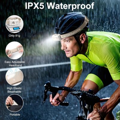 Led Headlamp Rechargeable, Super Bright Headlight Flashlight with Red Light, Motion Sensor Head Lights for Forehead, Waterproof Lightweight for Adults, Outdoors, Camping, Running - Image 6