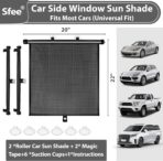 Sfee Car Window Shades for Baby-2 Pack Retractable Side Window Car Sun Shade Blocks UV Rays & Heat for Sun Protection Roller Sunshade Visor Window Shade for Kids,Passengers,Pets (20''x22'') - Image 3
