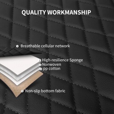 Leather Car Seat Covers,Breathable and Waterproof Seat Cover Full Set,PU Premium Universal Fit Automotive Airbag Compatible for Cars Sedans SUVs Vans and Trucks(Full Seat,Black,N1) - Image 7