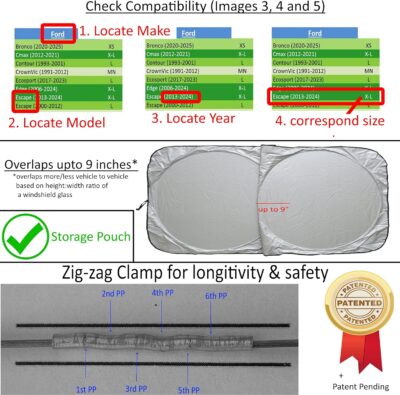 Automotive Windshield Sunshades for Car Windshield Patented Foldable Sun Shade fits Truck SUV Front Window Shield Blocker Visor Protector Cover for Interior Accessories for Heat - Image 7