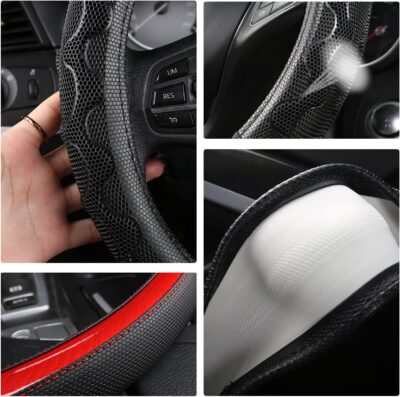 GIANT PANDA Steering Wheel Cover for Toyota, Auto Car Steering Wheel Cover for Toyota Highlander Rav4 Corolla Camry,Standard Size - Red - Image 5
