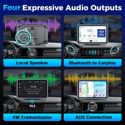 Portable Apple Carplay Screen for Car, 8" Wireless Android Auto Screen with 4K Dash Cam & 1080P Backup Camera, Secure Strong Bracket, Navigation, Bluetooth, Mirror Link, Fits All Vehicles - Image 7