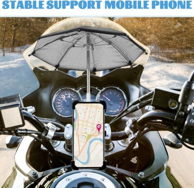 Gadpiparty Small Bike Phone Bracket with Umbrella Handlebar Mount, Sturdy Waterproof Phone Holder for Electric Scooter and Bicycle Navigation, Shockproof Black Mini Mobile Mount for Daily Use - Image 6