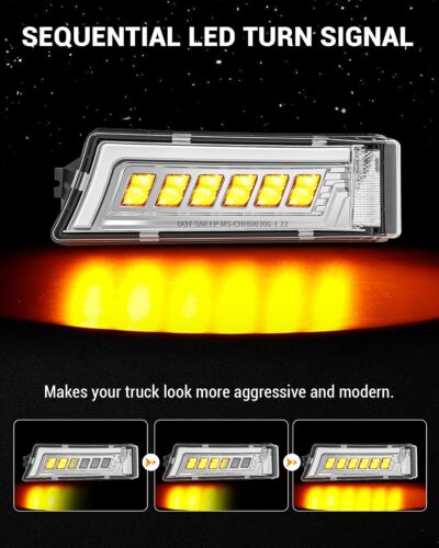 Z-OFFROAD LED Headlights Assembly DOT Approved with DRL Turn Signal Hi/Low Sealed Beam Compatible with 03-06 Chevy Silverado Avalanche (Sequential Turn Signal + Clear Side Marker) - Chrome - Image 2