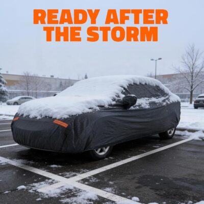 Mockins 190"x75"x47" Midsize Sedan Car Cover Waterproof All Weather Dual-Layer | 250G PVC + Cotton Indoor & Outdoor Car Covers for Automobiles | Heavy Duty Full Exterior Covers w/Buckle Strap & Bag - Image 3