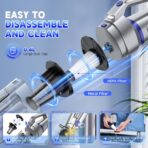 Handheld Vacuum Cordless, 16000PA Strong Suction Hand Held Car Vacuum Cleaner, Portable Hand Vacuum Rechargeable with Multi-Nozzles & LED Light for Home, Car, Office, Pets - Image 4