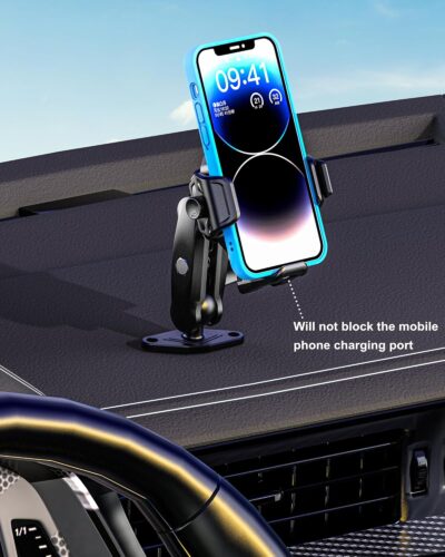 BRCOVAN Anti-Theft Phone Mount Holder with Vibration Dampener [Camera Friendly] [1s Lock & Release], with Aluminum Diamond Base & Medium Arm for Car Boat Truck Motorcycle UTV ATV Fit 5.4-7.2'' Phone - Image 9