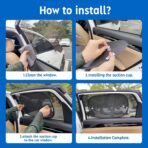 Car Shades for Side Windows 19"x12"(4 Pack),Sun Shade for Car Window with 8 Suction Cups,Window Shades Can Blocks 99.98% UVR,Window Shade for Baby,Glare Shield Protection - Image 6