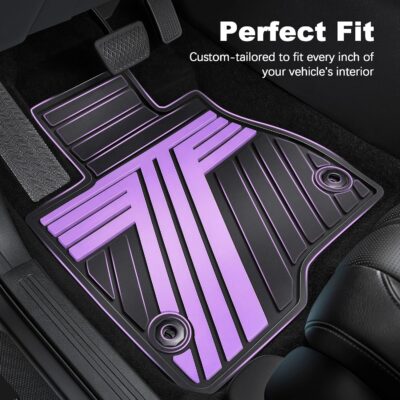 Floor Mats Fit for Honda Civic 2022-2025 2026 Sedan Hatchback Si (Include Sport,Not for Hybrid), with&w/o USB Port | for Acura Integra 2023-2026, All Weather Car Floor Liners, Black & Purple - Image 4