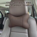 2 Pack Car Neck Pillow PU Leather Automotive Headrest Pillow for Car Support Neck Pain Relief Universal Car Pillow (Brown) - Image 3