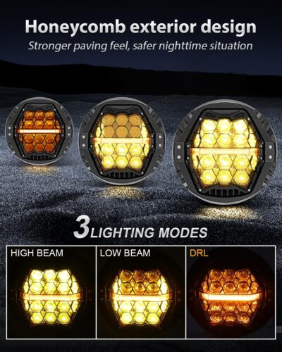 DOT Approved 1000% Bright 120W 7'' Motorcycles LED Headlight with Amber Lens DRL Compatible with Road King Road Glide Street Glide Electra Glide Ultra Limited Heritage Softail Fat Boy Yamaha - Image 5