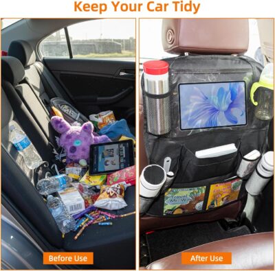2 Pack Car Organizer Backseat, Car Back Seat Organizer Protector with 12 Storage Pockets, Waterproof Back of Seat Car Storage Organizer Kick Mats for Kids Baby - Image 7