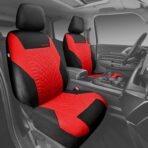 CAR PASS Car Seat Covers Full Sets, Front & Split Rear Bench for Car, 3D Tyre Embossed Automotive Interior Covers, Airbag Compatible, Quick Setup Universal Fit Seat Covers for Car, SUV(Black Red) - Image 2