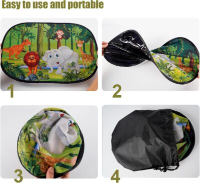 ABSOFINE Car Window Sun Shades for Baby Kids 2 Pack 19"x14", Animals Cartoon Window Shades Sun Blocker Cover, Baby Car Shades for Back Windows with 8 Suction Cups and Storage Bag, Anti Glare & UV - Image 5