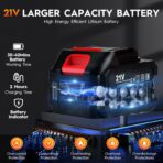 Cordless Car Buffer Polisher Kit with 2x21V Batteries, 6 Inch Car Polisher with 8 Variable Speed Max 6000RPM & 21 PCS Attachments, Buffer Polisher for Car Detailing, Sanding, Scratch Removing - Image 3