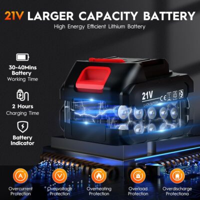 Cordless Car Buffer Polisher Kit with 2x21V Batteries, 6 Inch Car Polisher with 8 Variable Speed Max 6000RPM & 21 PCS Attachments, Buffer Polisher for Car Detailing, Sanding, Scratch Removing - Image 3