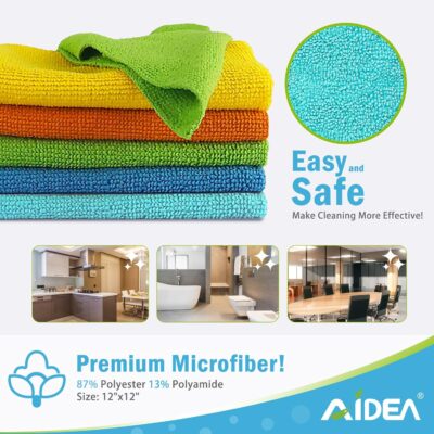 AIDEA Microfiber Cleaning Cloth 100PK, Soft Absorbent Rags, Microfiber Towels for Cars, Kitchen Towels, Dusting Cloth for Home, Window, Cleaning Supplies,12"×12" - Image 6